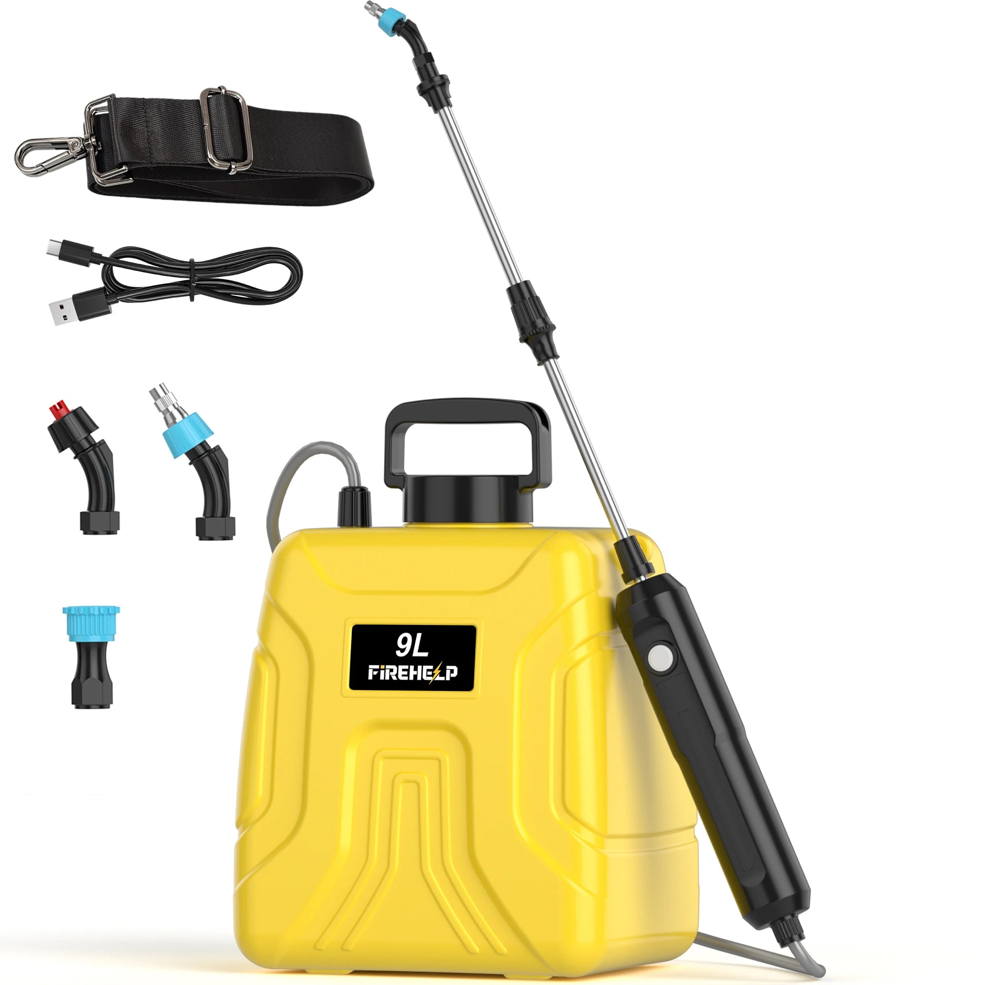 6L/9L Battery Powered Electric Sprayer, USB Rechargeable Garden Watering Tool With 66cm Telescopic Wand, 3 Replaceable Mist Nozz