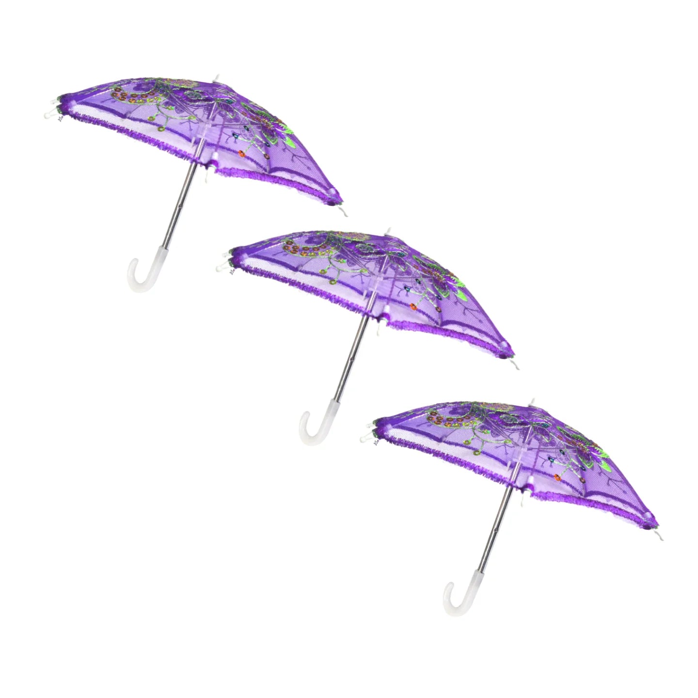 3 Pieces  Mini Lace Umbrella for Decor  Handmade Designer Embroidery Parasols Multicolored Vintage Boho Shining Umbrellas