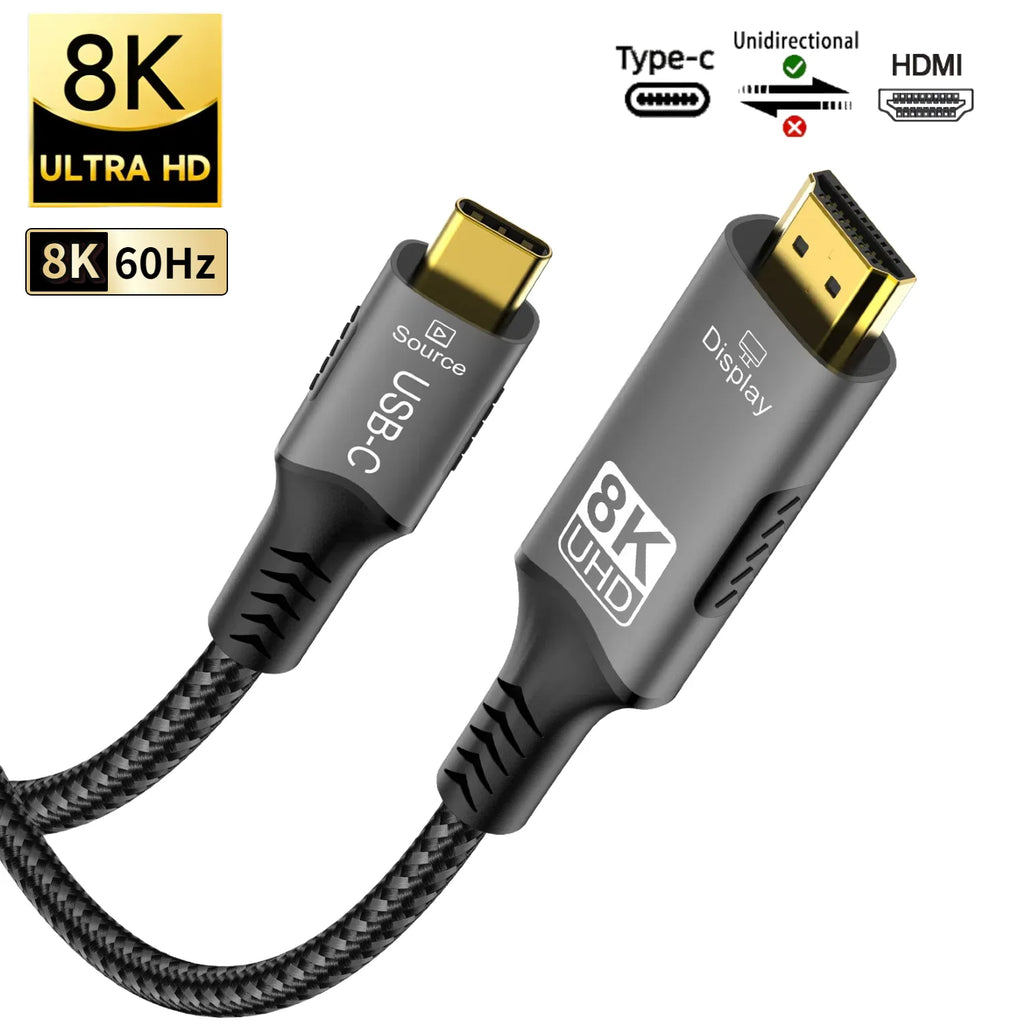Adaptador USB-C a HDMI 2.1 | 8K@60Hz / 4K@120Hz | Thunderbolt 3/4 | MacBook Pro/Air, iPad, iMac