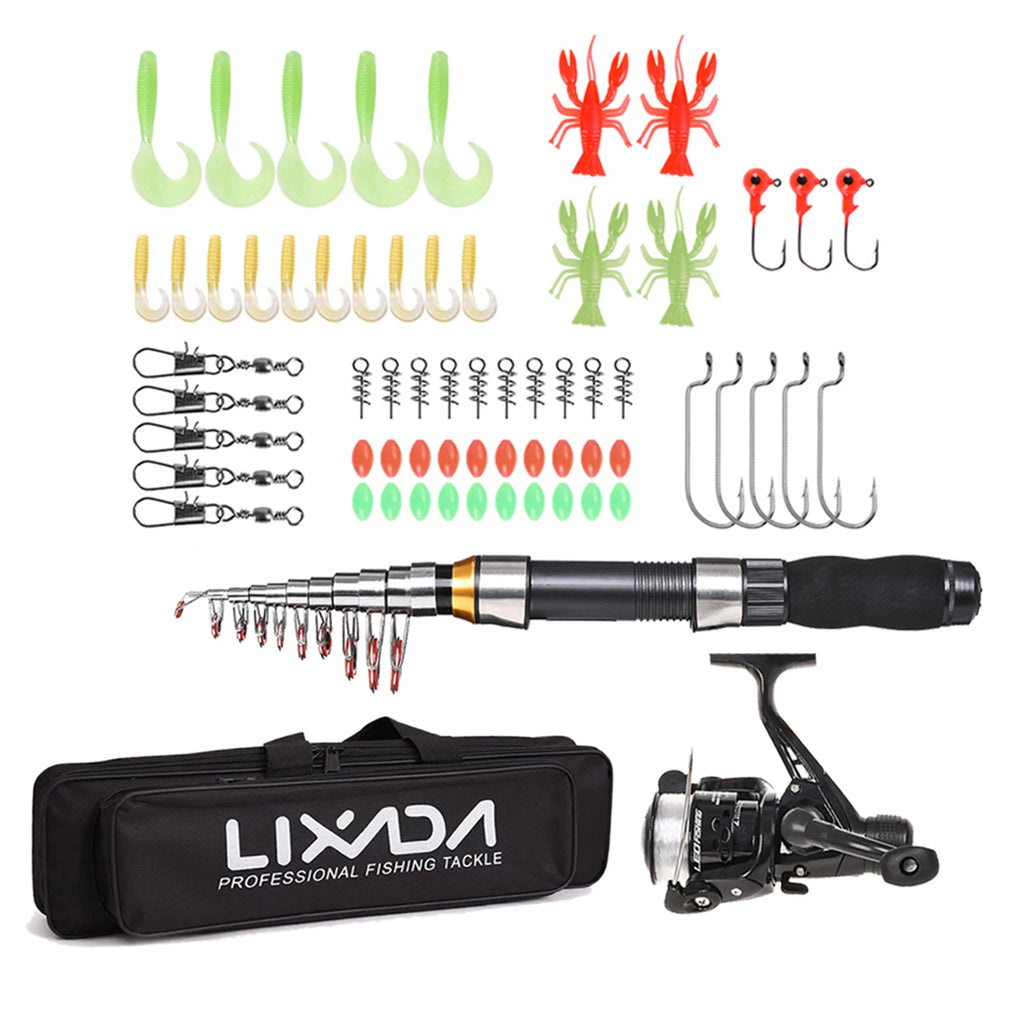 Lixada 2.1-2.3m Carbon Fiber Telescopic Rod & Spinning Reel Combo | Full Gear Set + Bag