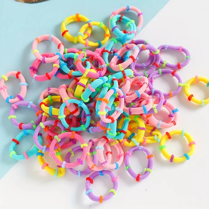 50 Pieces of Colorful Elastic Headband Set Bamboo Style Children's Hair Rope Simple Style Ponytail Suitable For Women And Girls