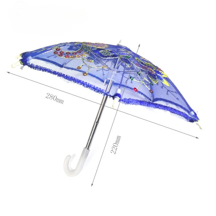 3 Pieces  Mini Lace Umbrella for Decor  Handmade Designer Embroidery Parasols Multicolored Vintage Boho Shining Umbrellas