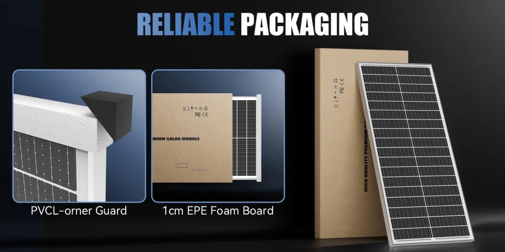 RVPOZWER 12.8V 100W Rigid Solar Panel 18BB N-Type Solar Cells Monocrystalline Silicon Waterproof Solar Panel Home/RV
