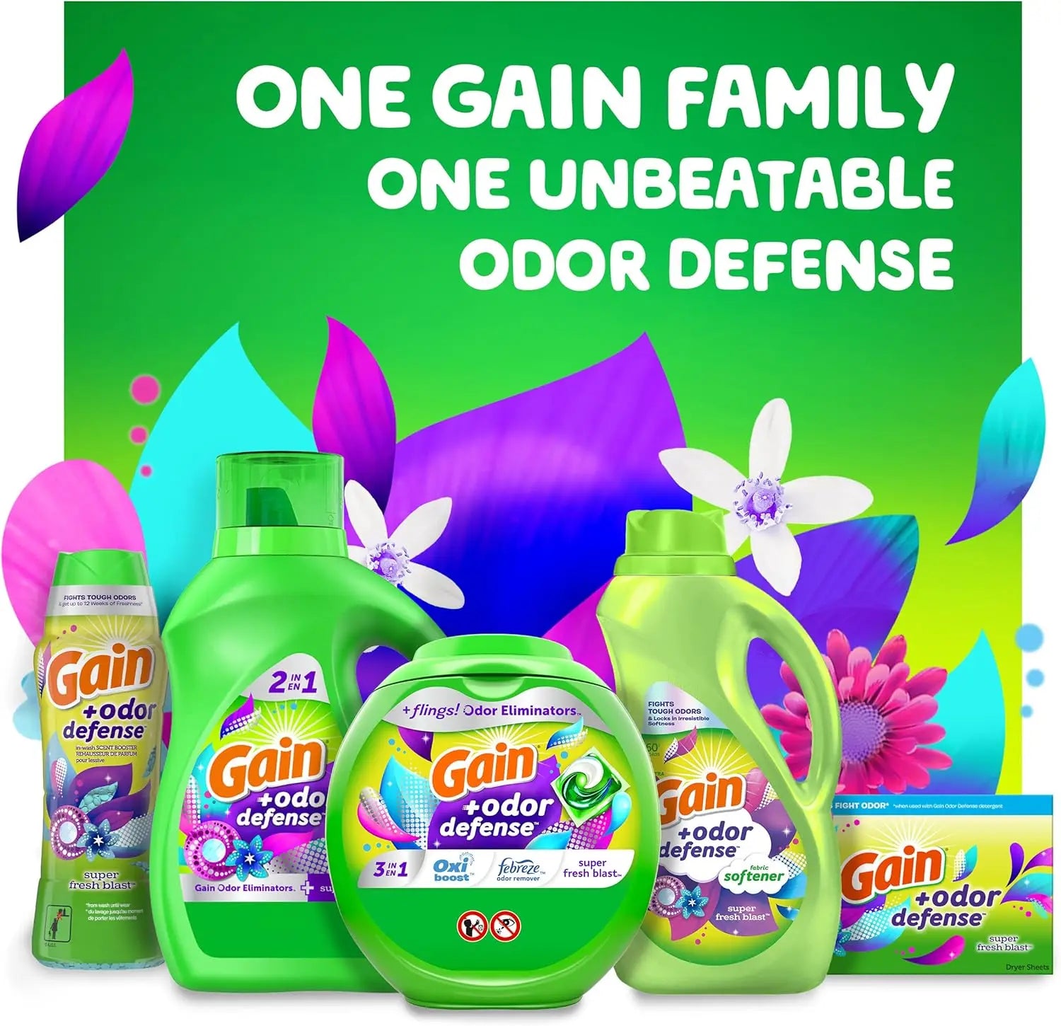 Super Fresh Blast Scent Liquid Fabric Softener, 140 FL OZ for 190 Loads, 2-in-1 Freshness and Odor Protection