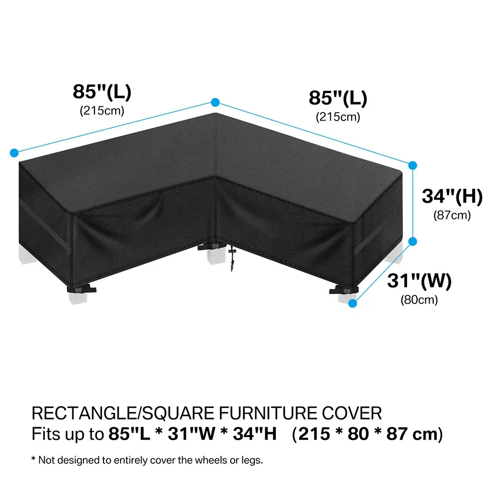 Garden Furniture Cover with Air Vent Waterproof Windproof Anti-UV Heavy Duty Rip Proof 600D Oxford Patio Garden Table Cover Pack