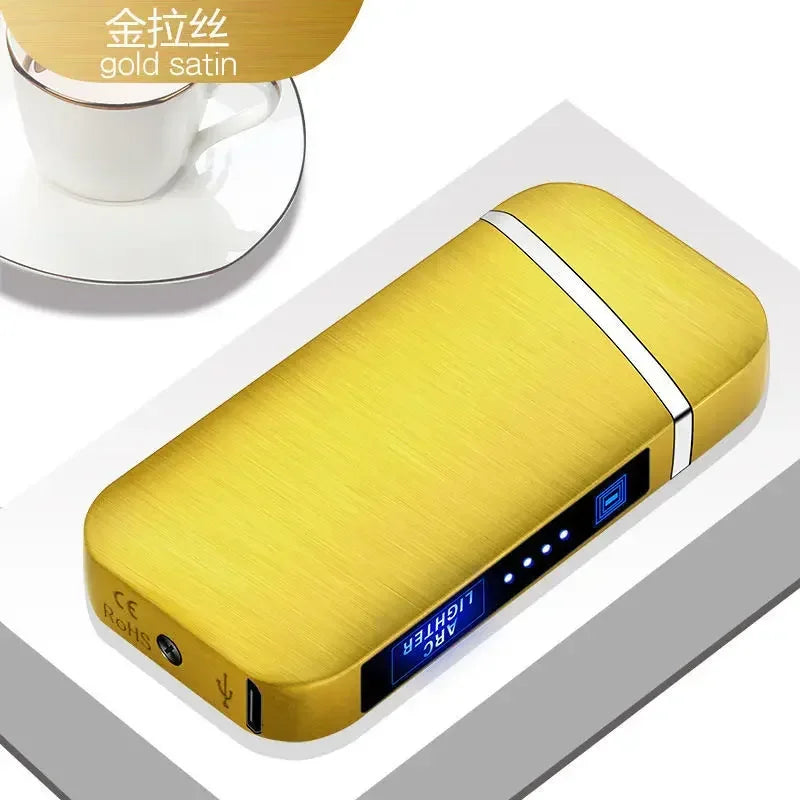 Smart Windproof Flameless Plasma Lighter | Double Arc USB Rechargeable | LED Power Display Touch | Metal Body
