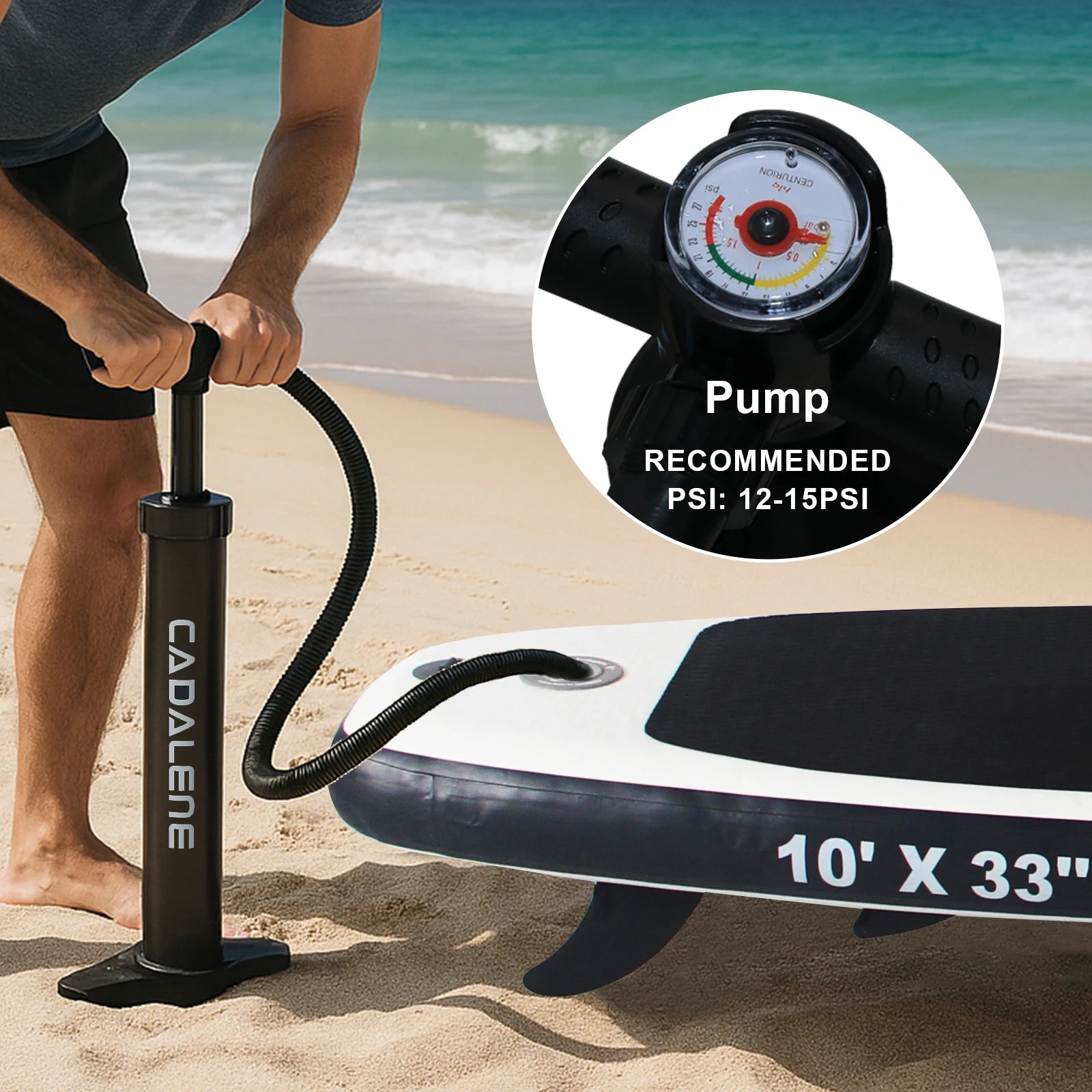 CADALENE Inflatable Stand Up Paddle Board with SUP Accessories, Anti-Slip EVA Deck 10' Inflatable Paddle Boards for Adults
