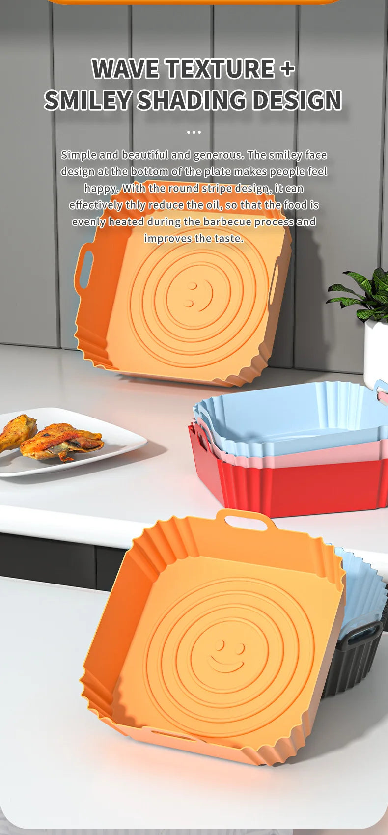 2pcs Liner de Silicona Cuadrado para Air Fryer 8" | Reutilizable | 4-7 QT 🍳