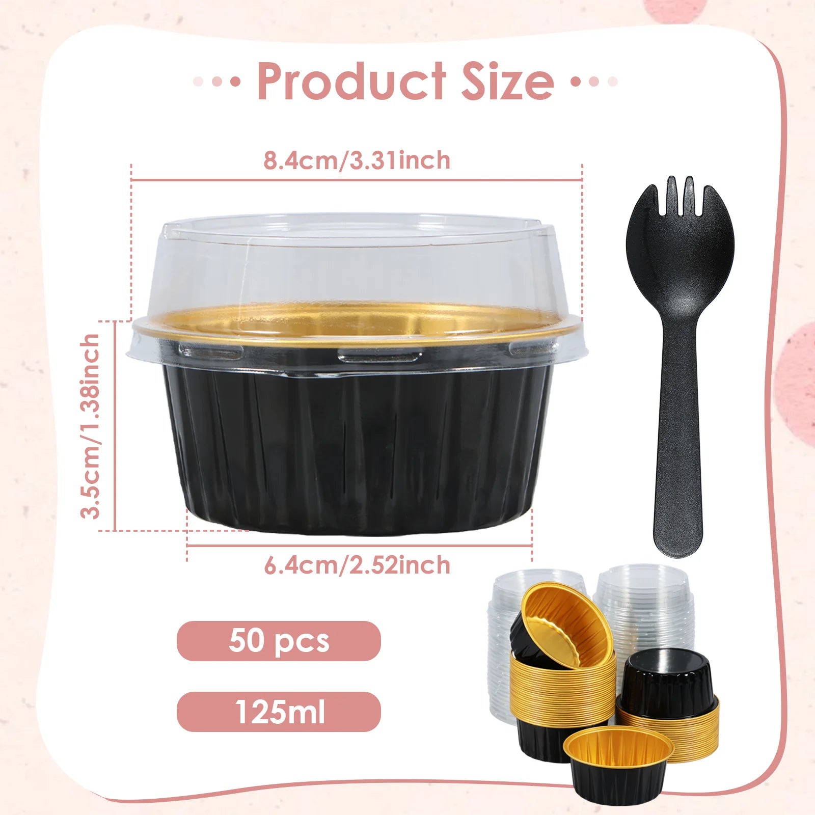 50/100pcs Moldes Mini de Aluminio con Tapa y Cuchara | Muffins y Chocolates 🍰