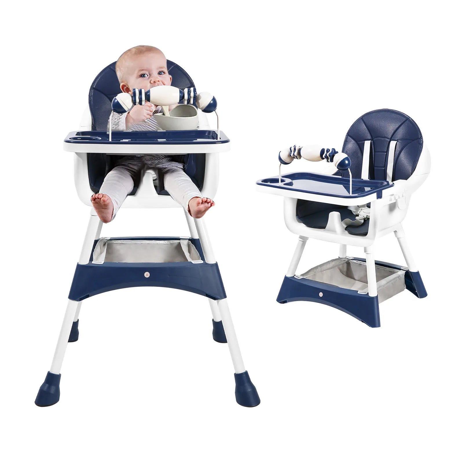 Silla Alta Portátil para Bebé | Convertible | Doble Plato y Porta Juguetes