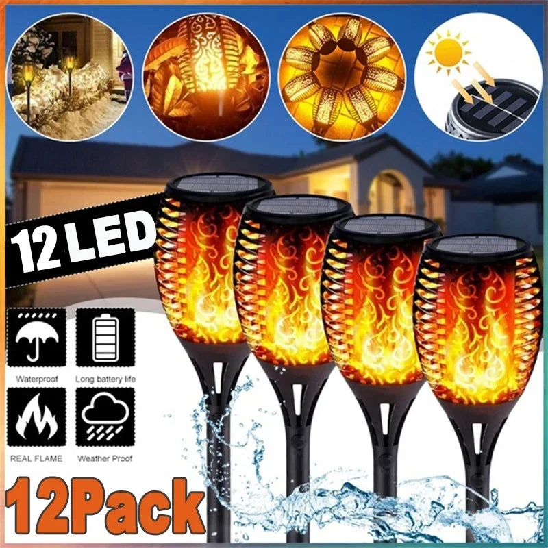 Antorcha Solar LED Efecto Llama IP65 | Decoración Jardín y Patio | 1-12pcs - Firu Total Sales