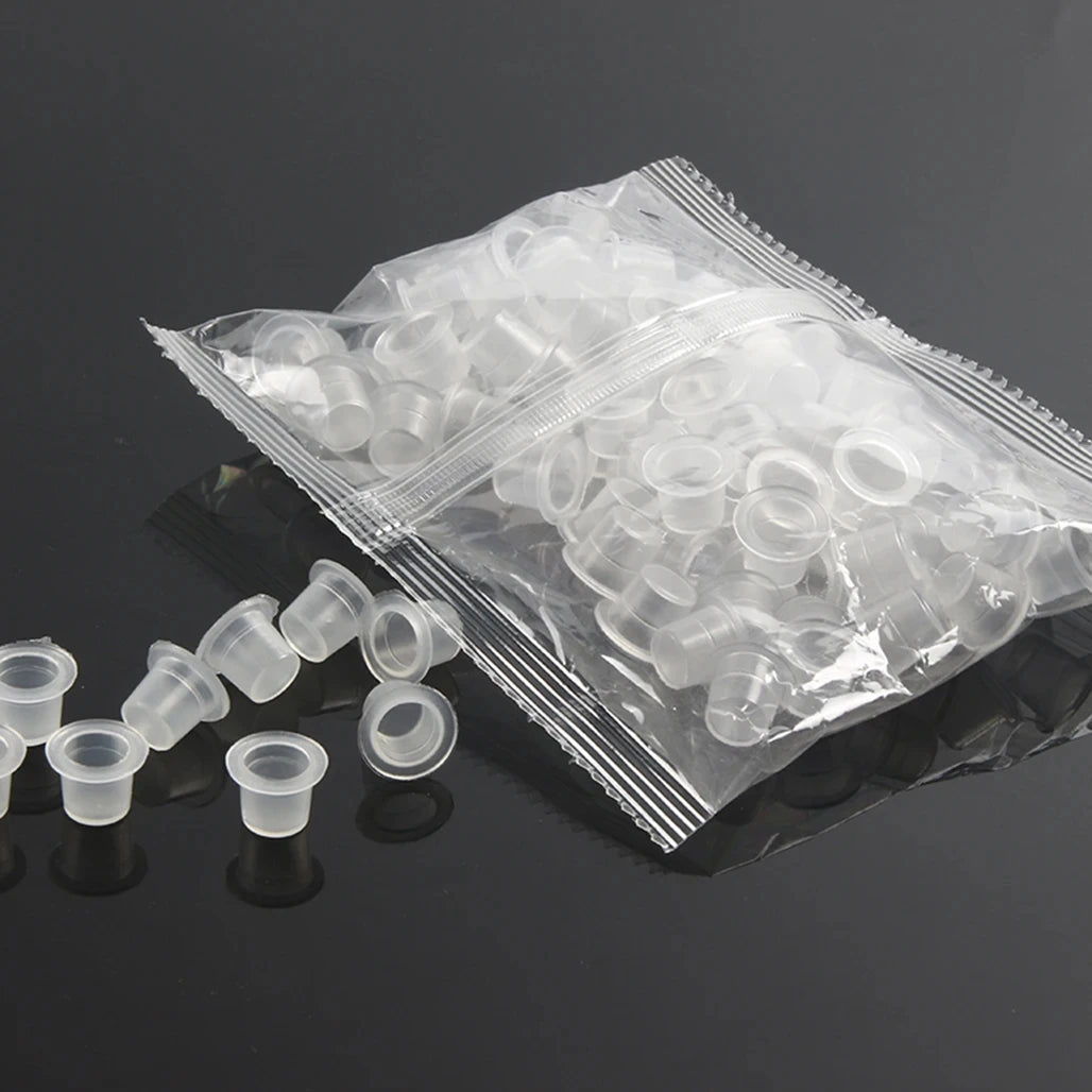 100pcs Tattoo Large Medium Small Ink Pigment Cup Ring transparent Microblading Cap Lip Eyebrow PMU Bleaching Supplies Cream