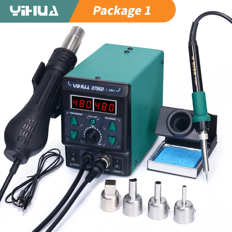 YIHUA 8786D Soldering Iron Hot Air Soldering Station DIY Digital Rework Station Phone Repair BGA SMD Solder Tool Welding Station