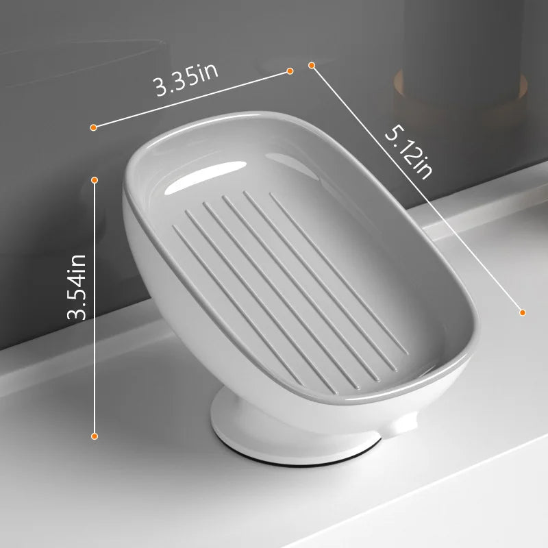 1Pcs Self Draining Bathroom Soap Holder - Super Suction Portable Soap Dish Valentine's Day Small Gift for Couple Bathroom