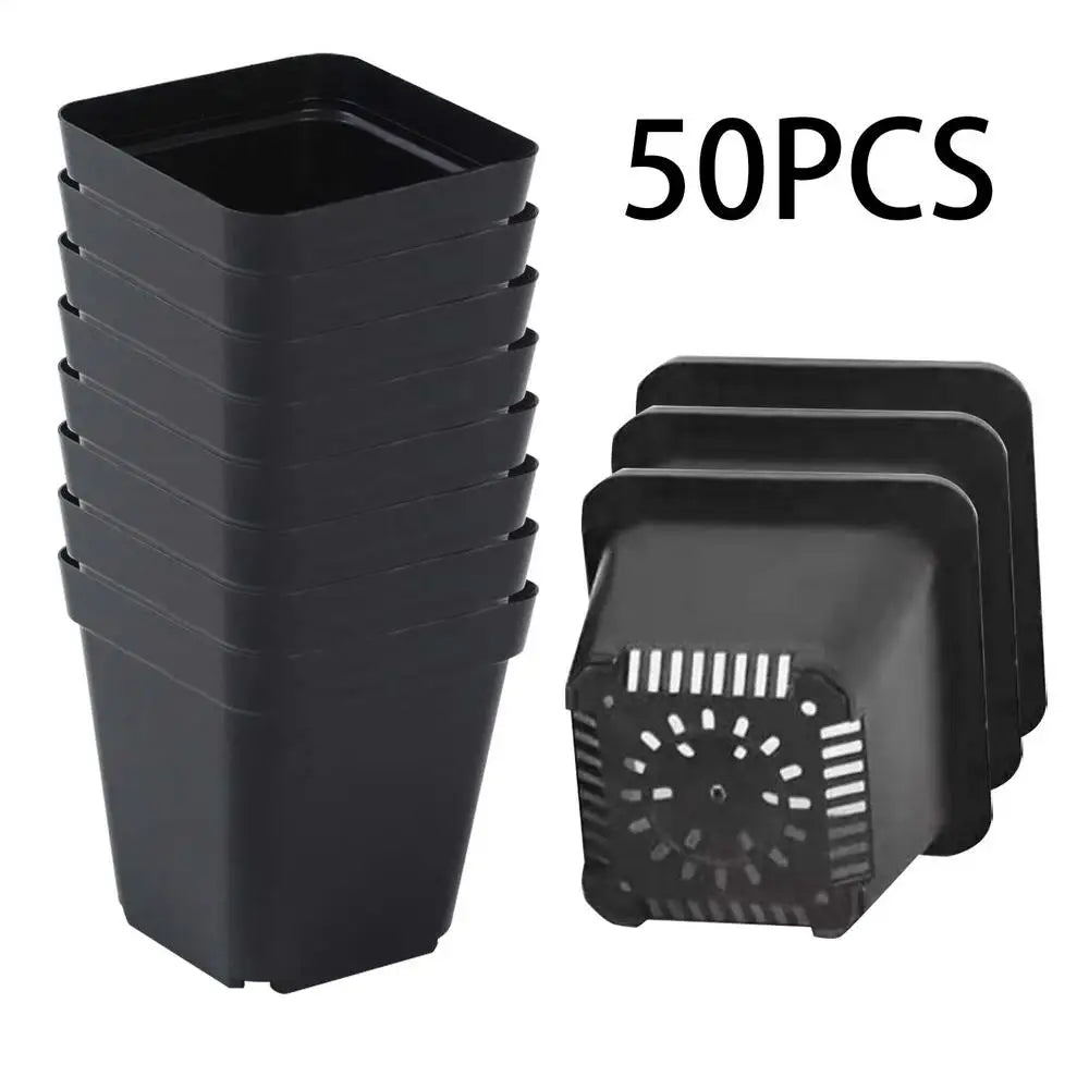 Seedling Pots 50Pcs Square Plant Seeding- Planting Cup Plastic Deep Nursery Tree Pot Flower Plant Container Pot Garden Grow