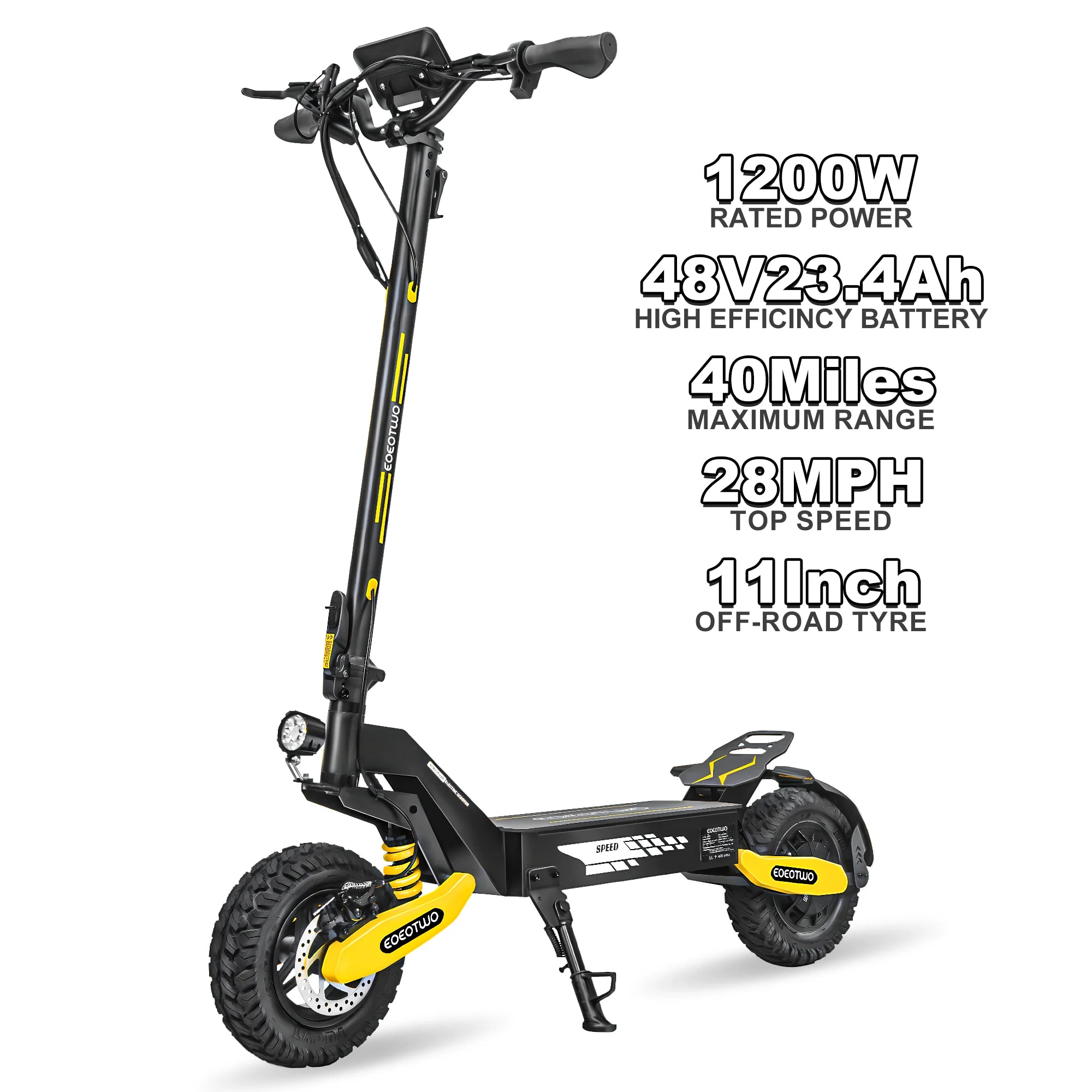 Scooter Eléctrico Off-Road 1200W 48V | 30MPH | Llanta 11" Sin Cámara | Plegable 🛥️