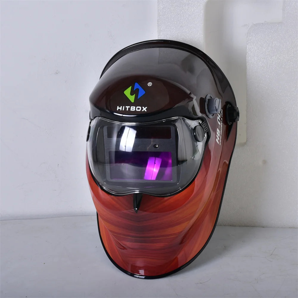 HITBOX Welding Helmet Auto Darkening - Large Viewing Screen True Color Hood Solar Lithium DIN4/5-9/9-13 1/1/1/2