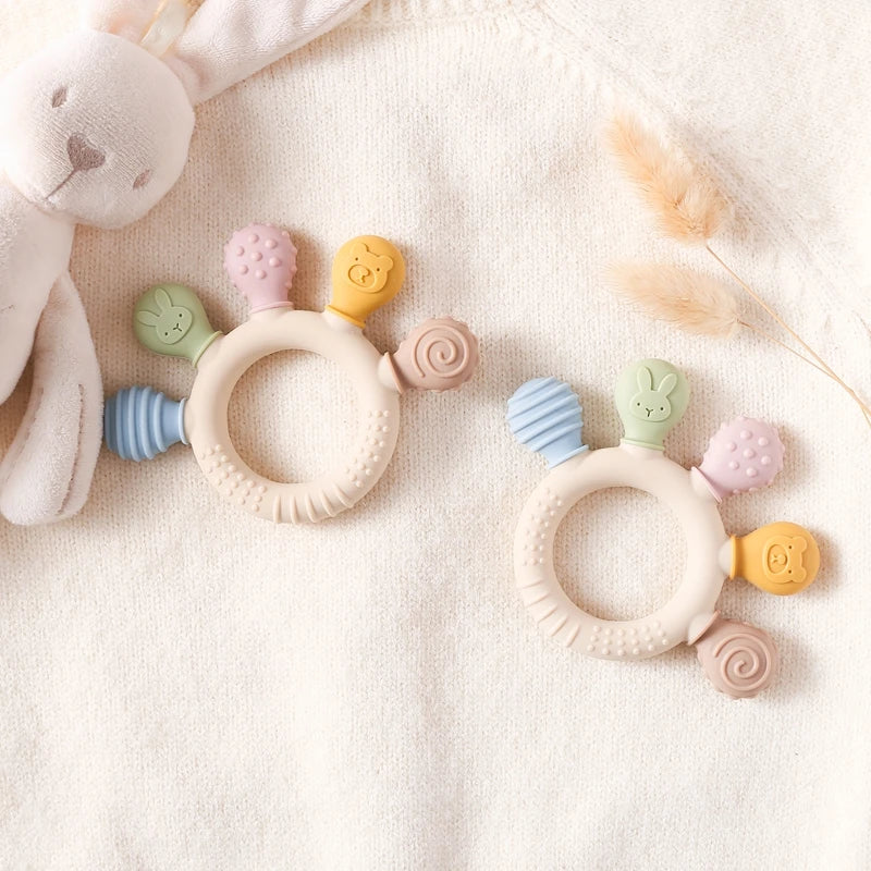 Silicone Teether Ring BPA Free — Baby Chewing Toy | 0-12 Months Gift
