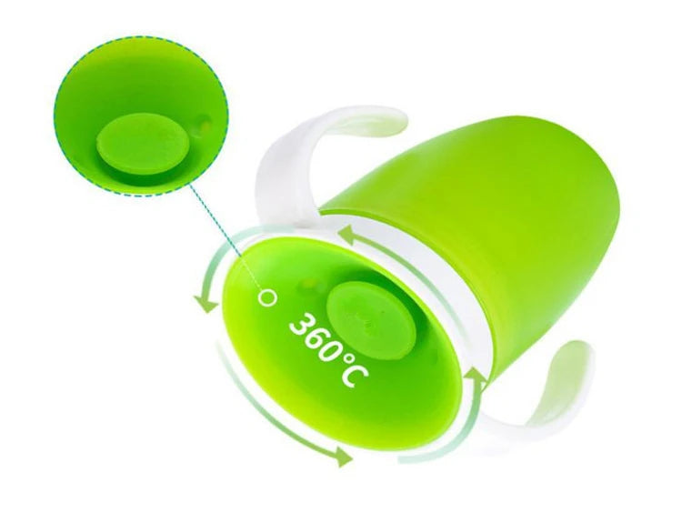 Vaso de Aprendizaje 360° con Doble Asa para Bebé | Tapa Flip | Antiderrame 🍼