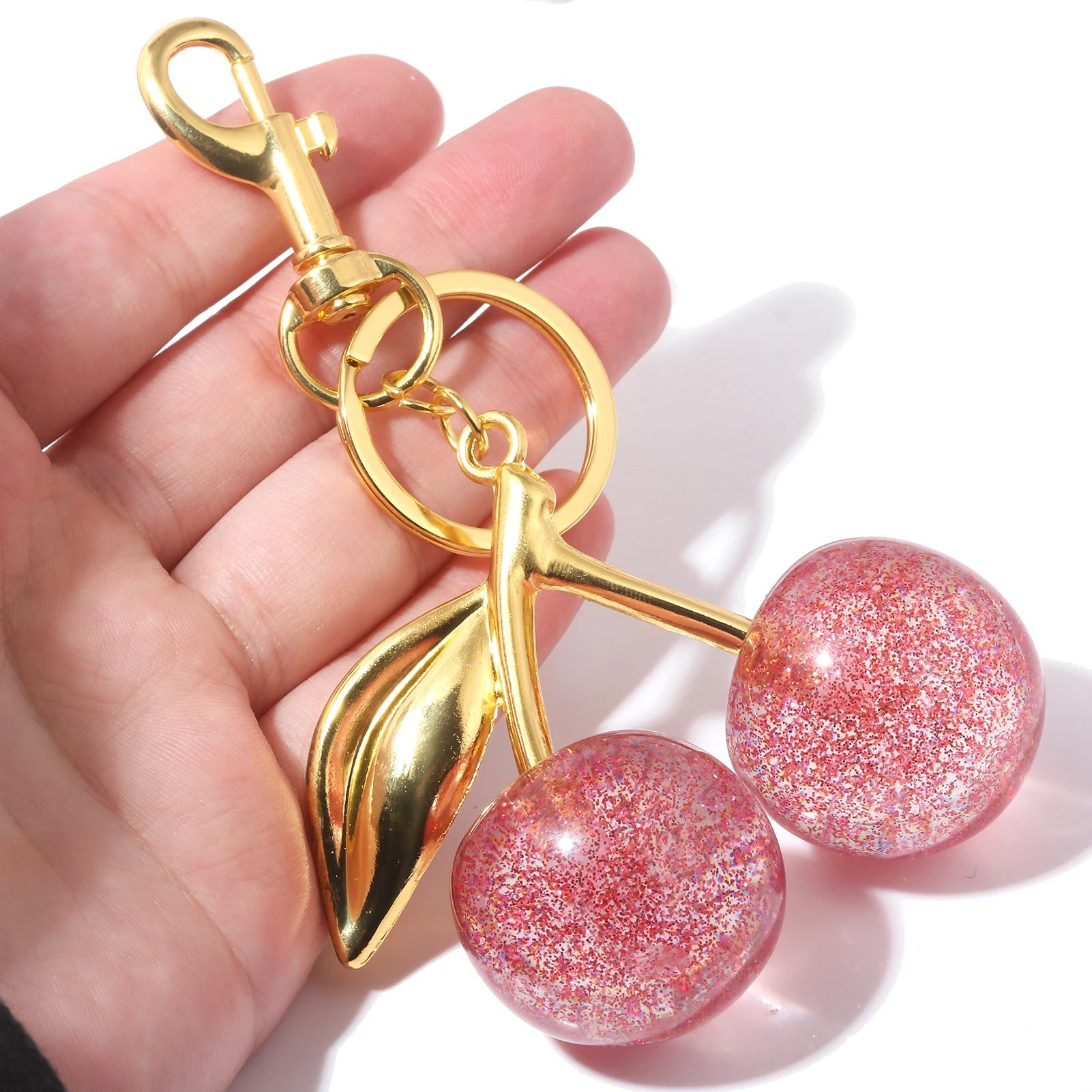 Fashion Red Cherry Keychain Pendant Summer Fruits Keyring for Women Men Bag Jewelry Accessory Gift