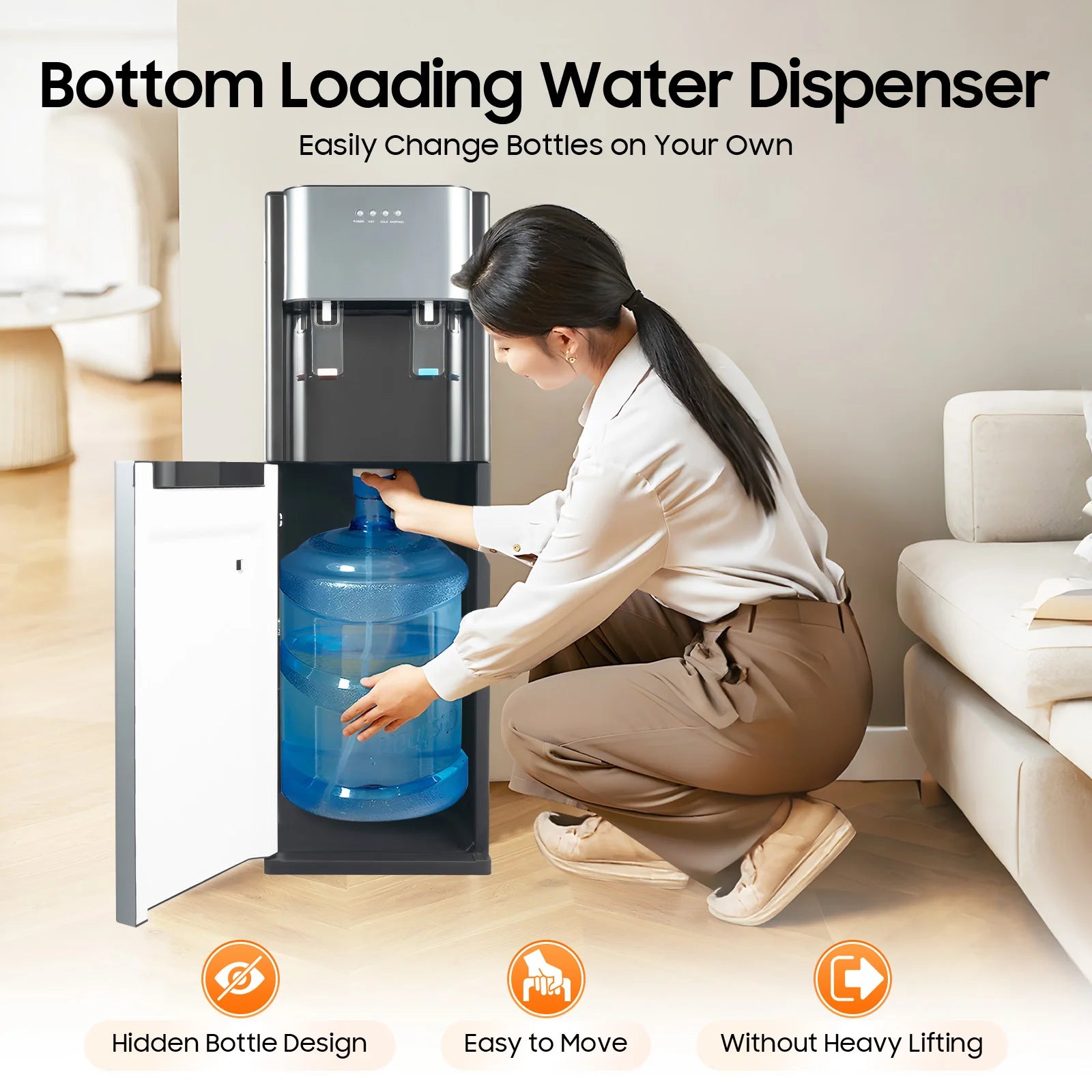 620W 110V Bottom Loading Water Dispenser Water-dispenser with Hot and cold Function for 20L Water Bucket