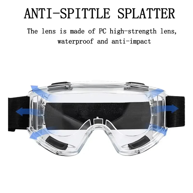 Safety Antifog Protective Goggles Safe Anti-Splash Wind-Proof Work Glasses Industrial Research Lab Cycling Riding Clear Goggles