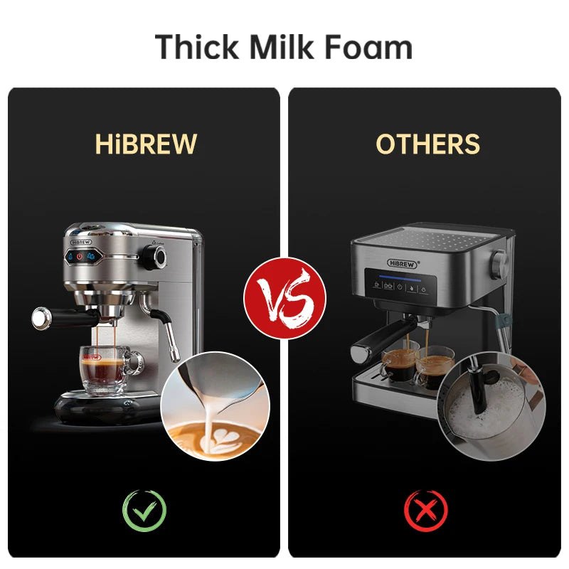 HiBREW H11 Cafetera Espresso 20 Bar | Inox | Semi Automática | ESE POD y Polvo | Cappuccino | Agua Caliente - Firu Total Sales