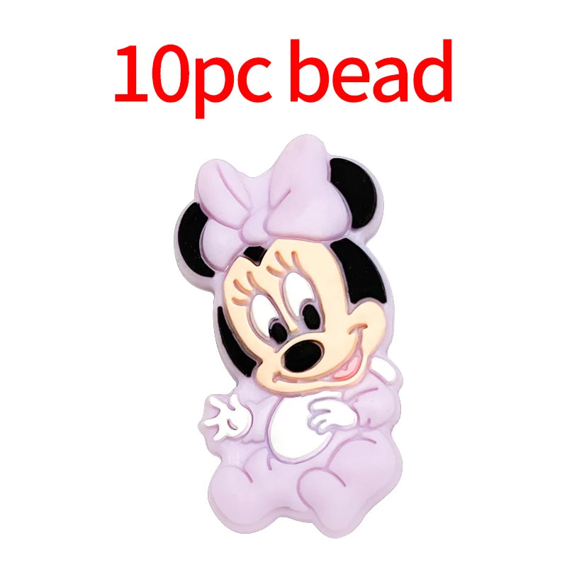 1/3/10pcs Silicone Mickey Teething Beads Food Grade Cartoon Shape Baby Teethers Toys DIY Pacifier Clips Chain Accessories