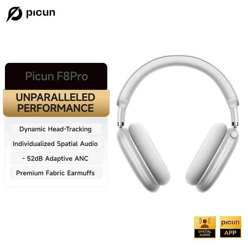 Auriculares Picun F8 Pro ANC -52dB | Audio 3D Espacial | Head Tracking | Bluetooth 5.4 | 80h Batería - Firu Total Sales