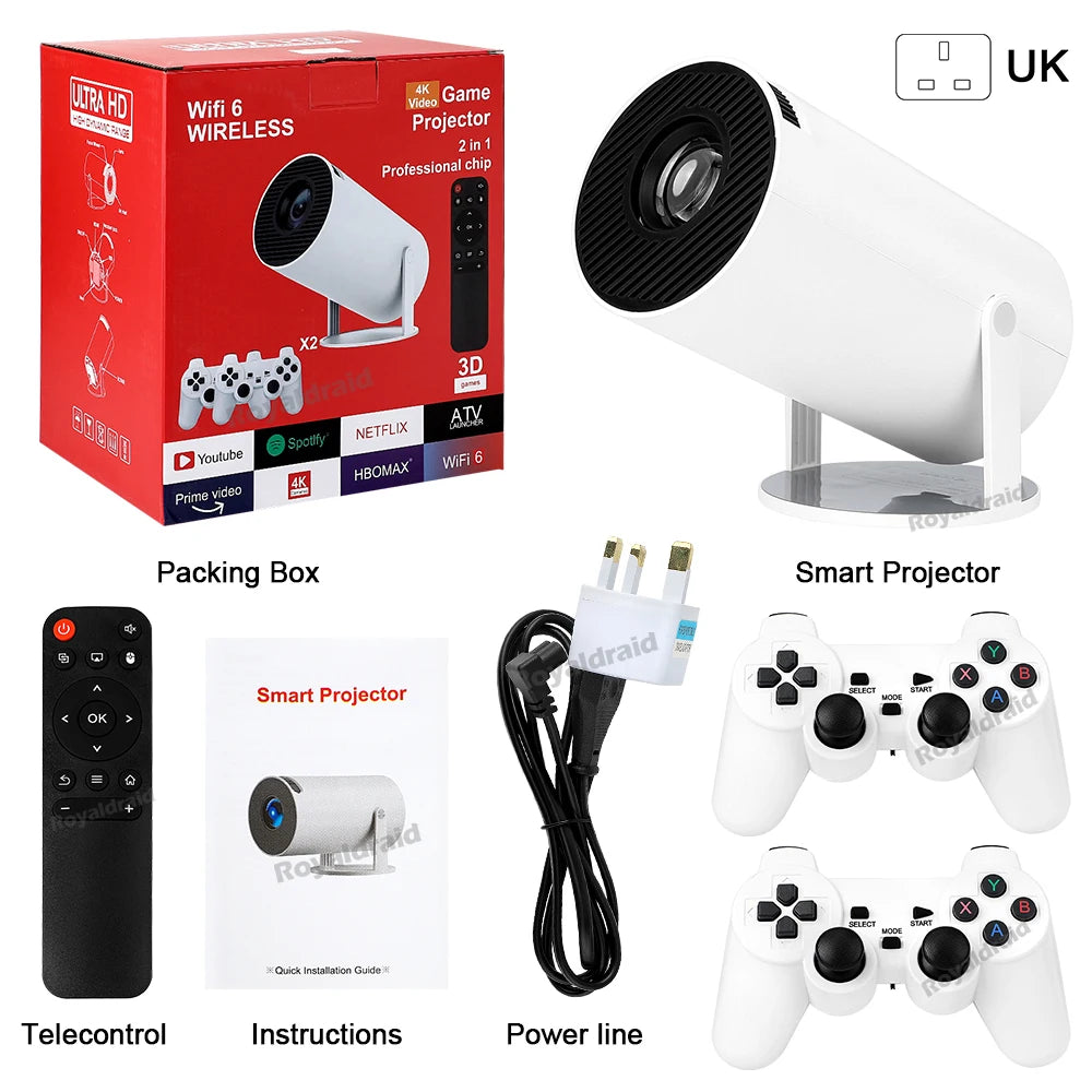 Proyector Gaming P90 Max HeroAngel | 4K 1080P | Android 11 | 19000+ Juegos | 2 Controles Inalámbricos - Firu Total Sales