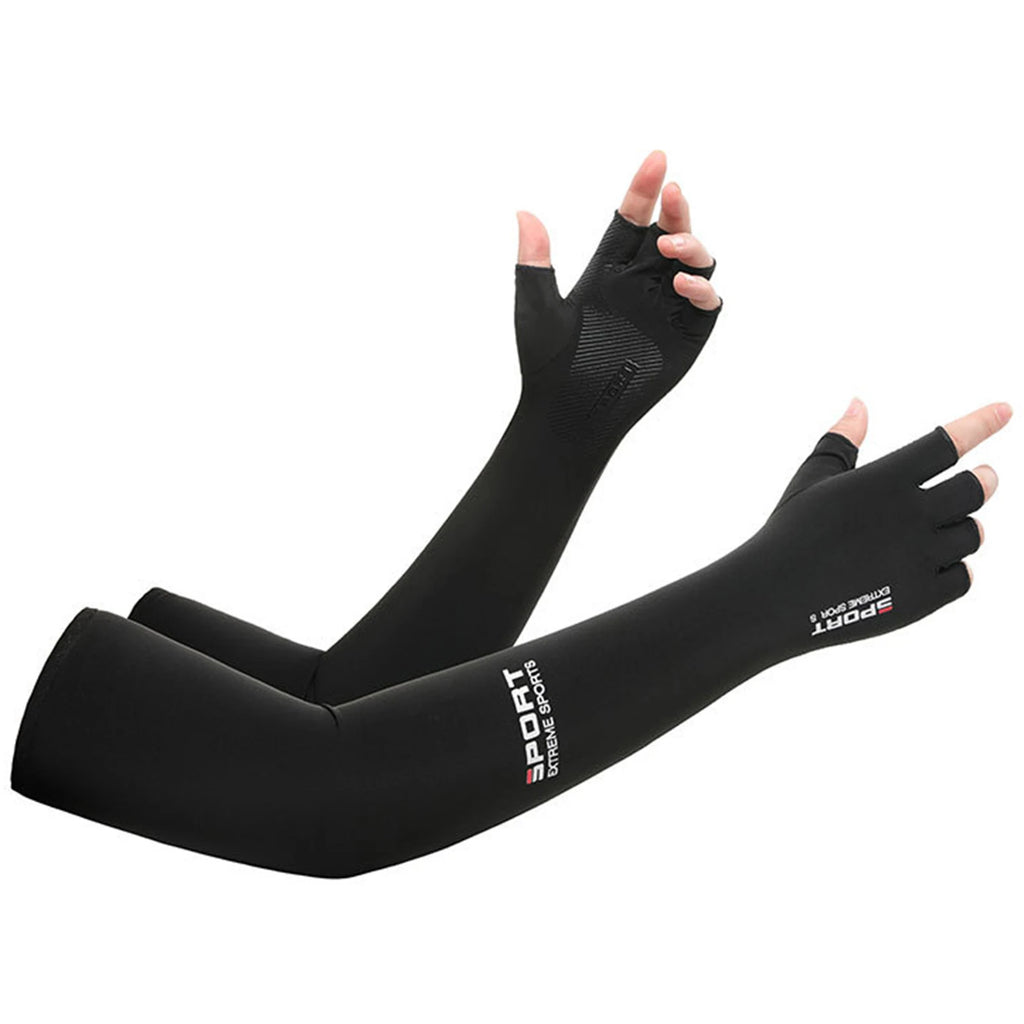 Sun-protective Arm Sleeves Cooling Cover Summer UV Sun Protection Riding Sleeves Thin ice silk gloves outdoor Running Cycling