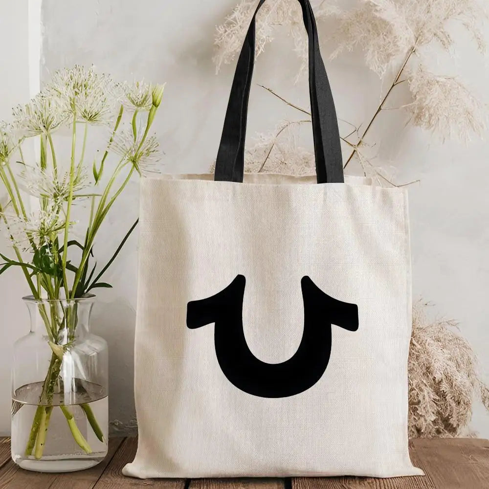 T-True Religion Storage Bags Canvas Tote Bag Double-Sided Print Fashion Shoulder Shopping Bag Gift Handbags
