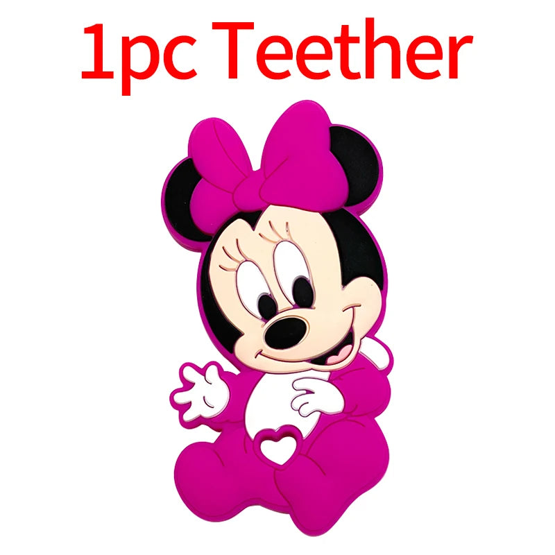 1/3/10pcs Silicone Mickey Teething Beads Food Grade Cartoon Shape Baby Teethers Toys DIY Pacifier Clips Chain Accessories