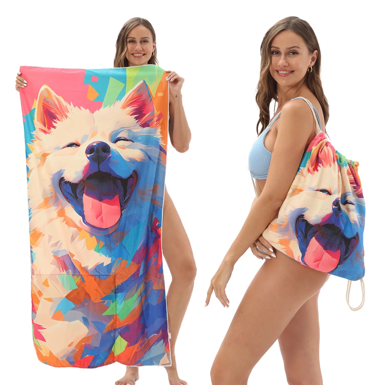 Toalla de Playa 2 en 1 Plegable con Bolsa - Microfibra Secado Rápido para Viaje