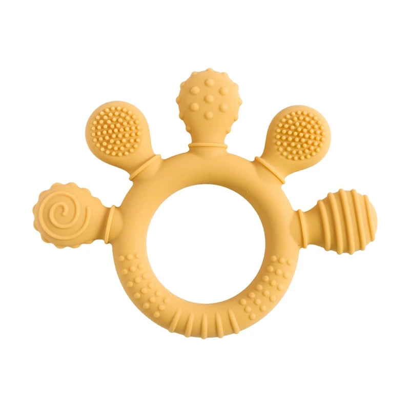 BPA Free Silicone Baby Teether — Sensory Rattle + Hand Bell | 0-12 Months