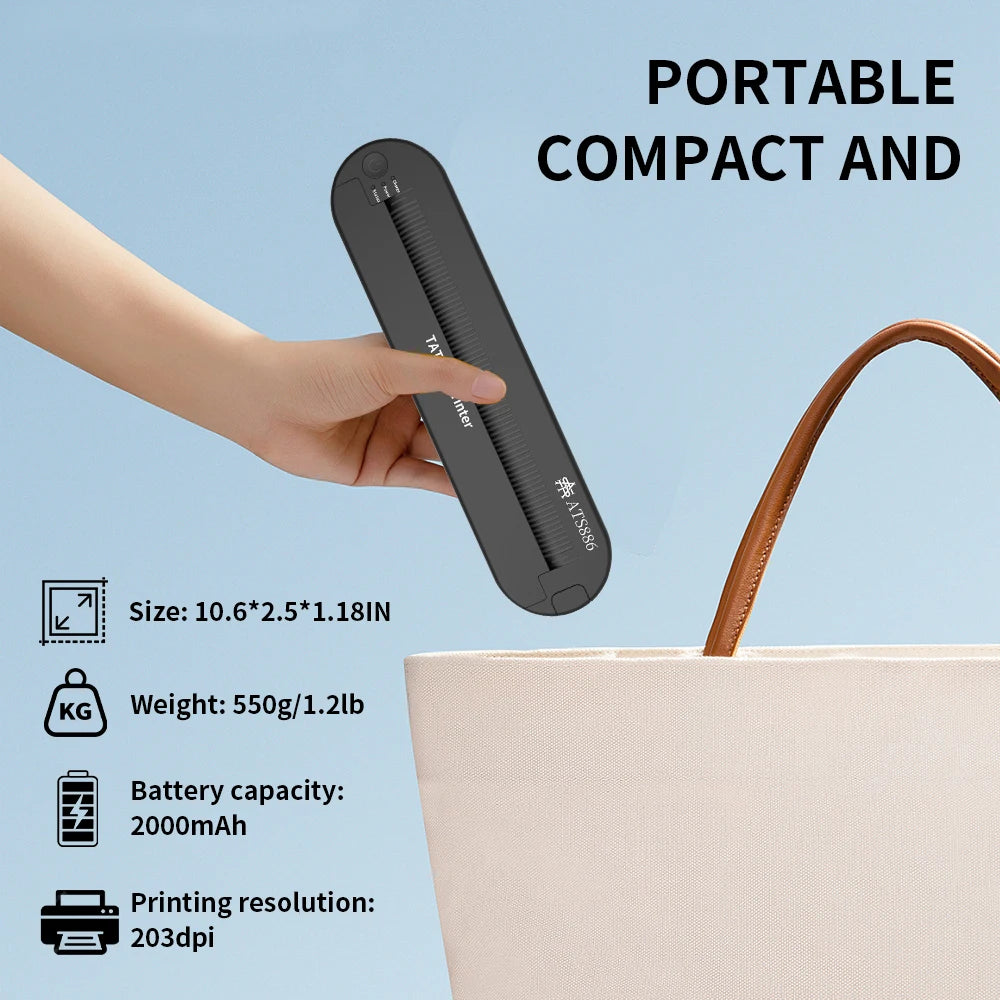 Yilong Ats886 Tattoo Printer Wireless Tattoo Stencil Printer Professional Thermal Transfer Bluetooth Portable Printer Copier