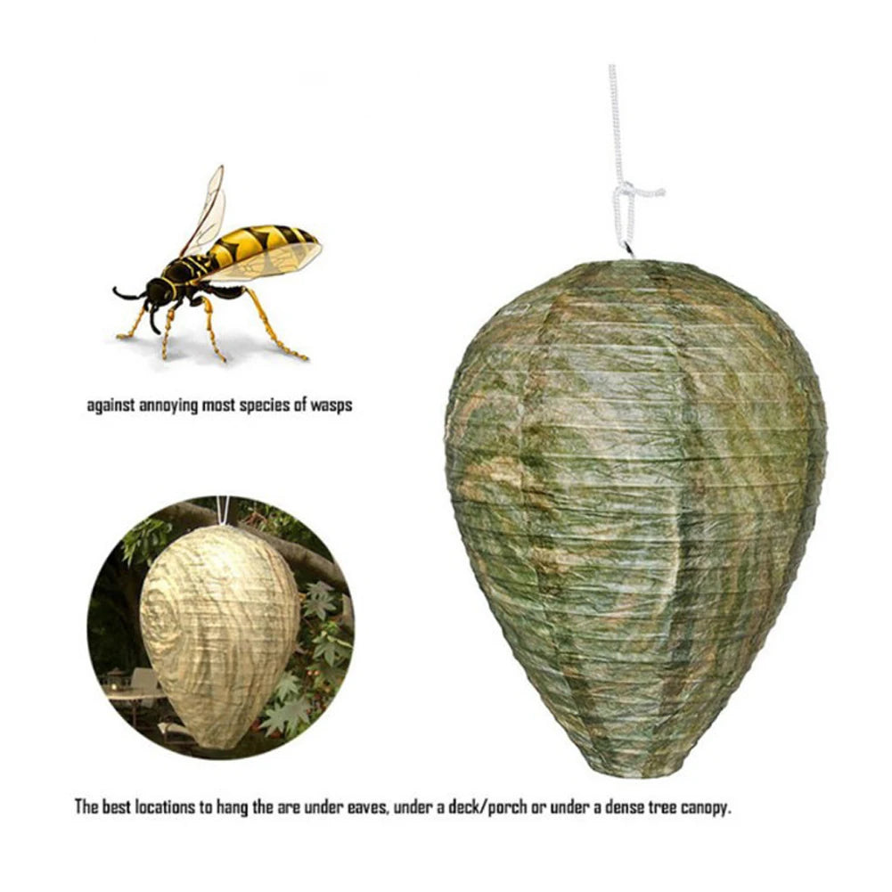 1-10PCS Hanging Fake Wasp Nest Decoy Waterproof Hornet Fly Catcher Insect Paper Drive Beehive Paper Lantern Hornets Repellent Tr