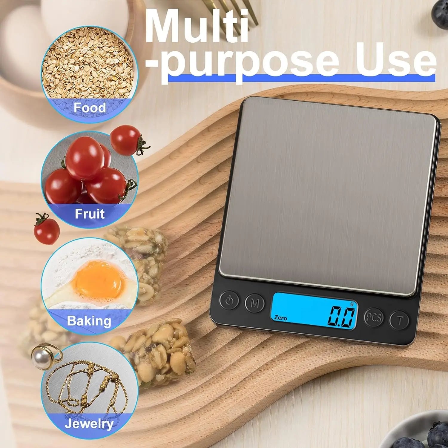 Digital Kitchen Scale 3000g/0.1g | Grams & Oz | Tare Function | Cooking Baking Jewelry