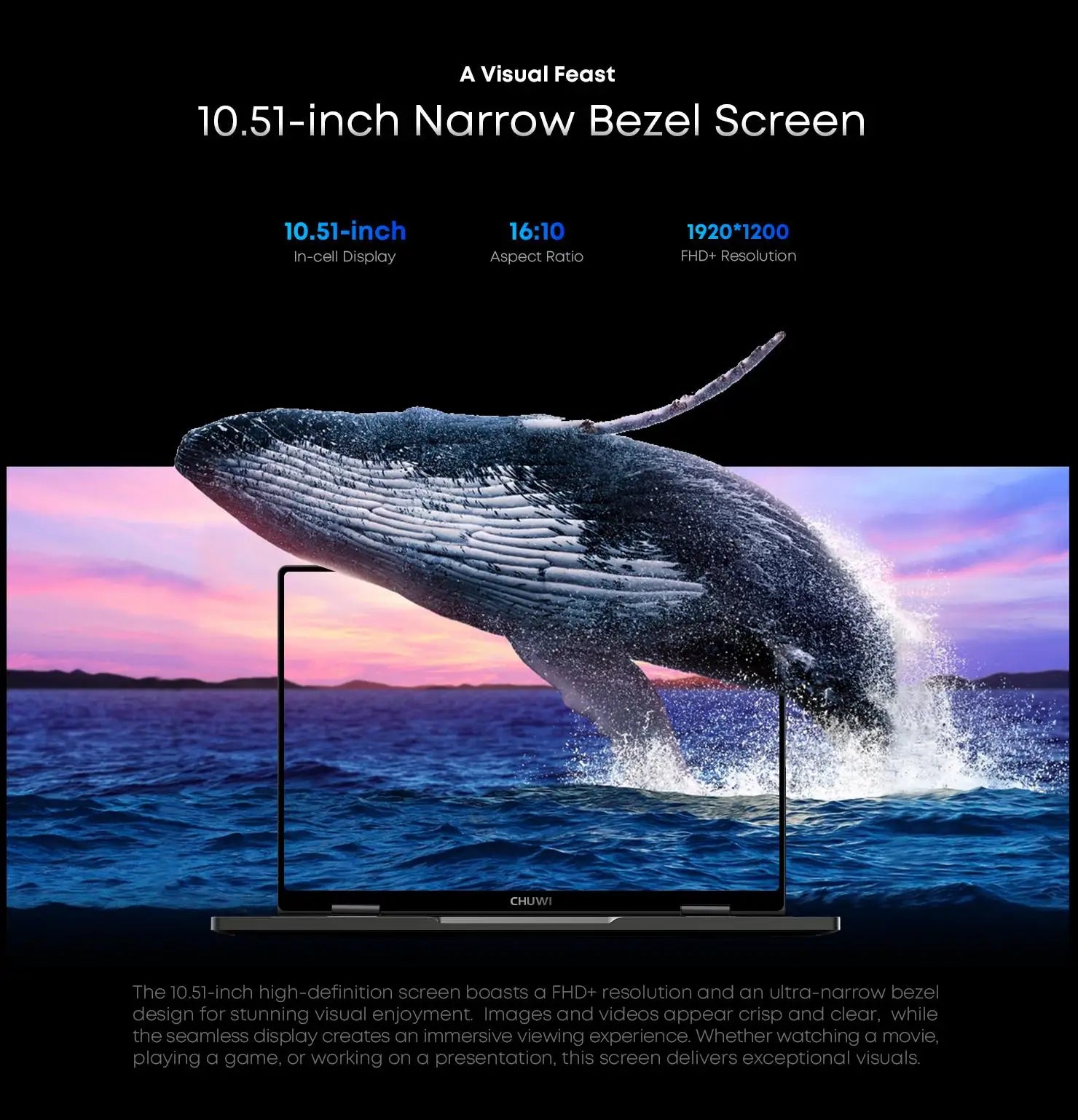 CHUWI MiniBook X Intel N150 2-in-1 Tablet Laptop 16GB LPDDR5 512G SSD 10.51'' 2K FHD WiFi6 BT5.2 Ultra-slim Touch Screen Laptop