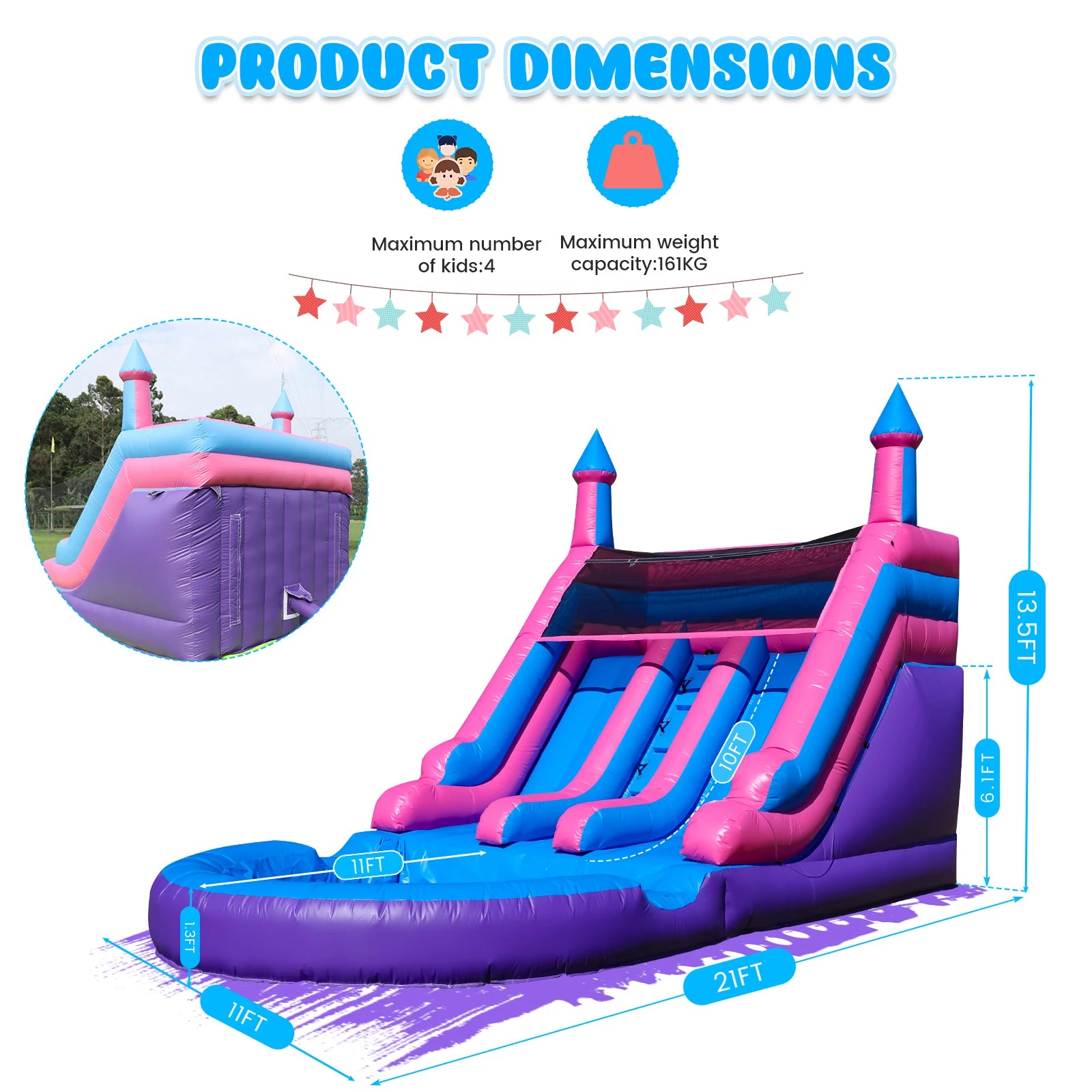 Tobogán Doble Inflable Comercial 6.4m con Piscina | PVC | Parque Infantil 🎉 - Firu Total Sales