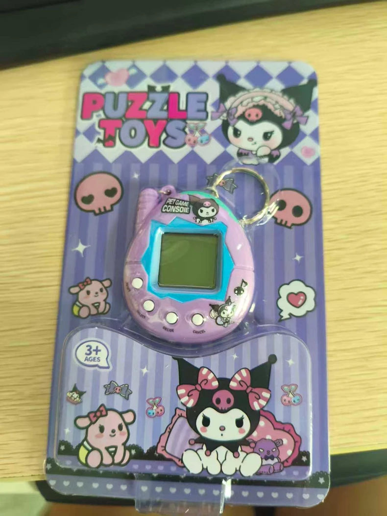 Hello Kitty Keychain Virtual Pet Mini Game Console Harajuku Girl Pink Angel Kuromi Cartoon Bag Pendant Toys Birthday Gifts