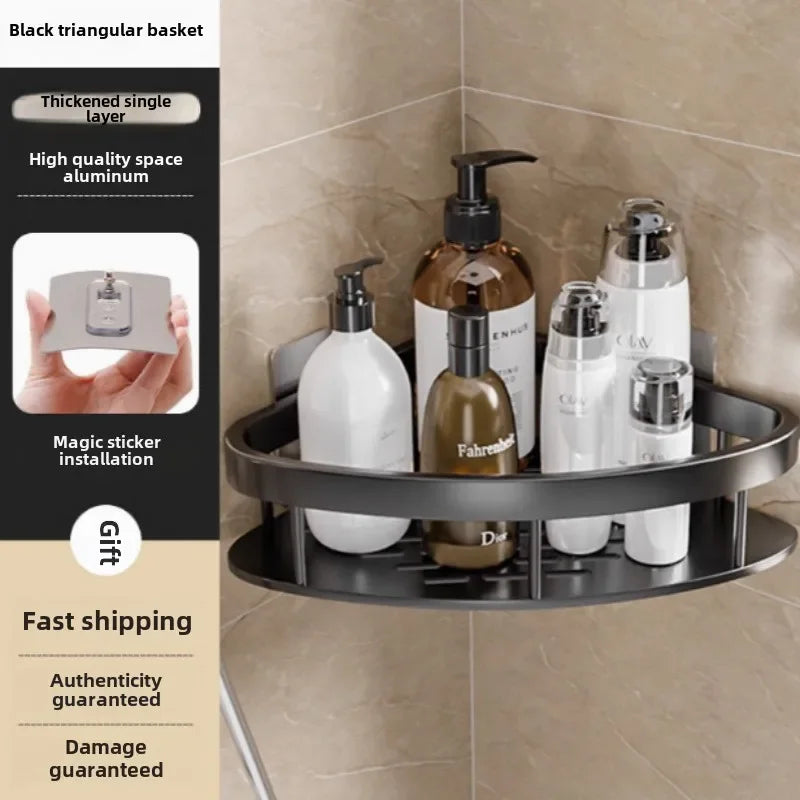 Adjustable Shower Shelf No Drilling – Aluminum Bathroom Organizer for Bath, Vanity or Tub | Holds 20 lbs