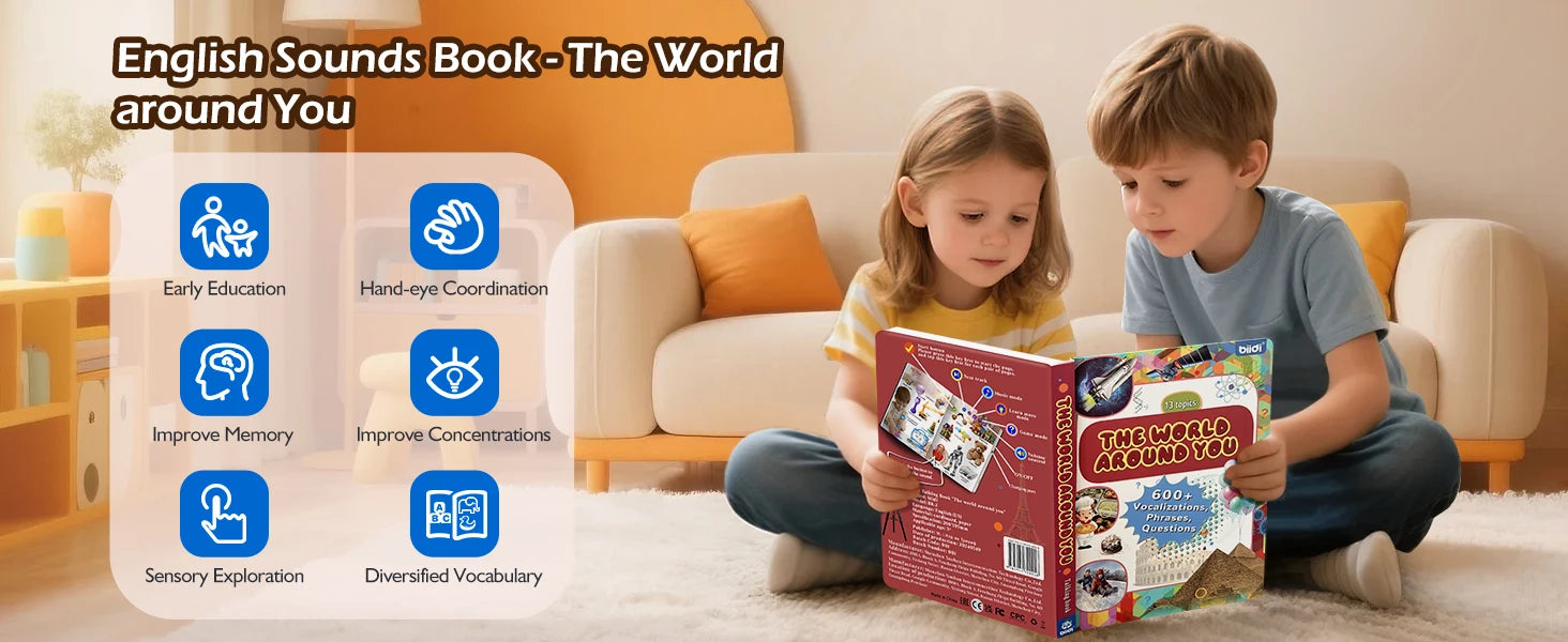 English Sound Book The World Around You First Sight Word Educational Learning Talking E-Book Montessori Interactive Toy Children