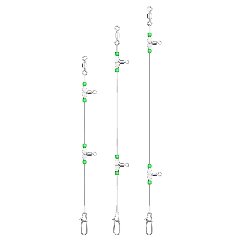 Night Glow Fishing Leaders Fishing Leader Line with Swivels and Snaps Luminous Fish Wire Leaders for Saltwater Freshwater
