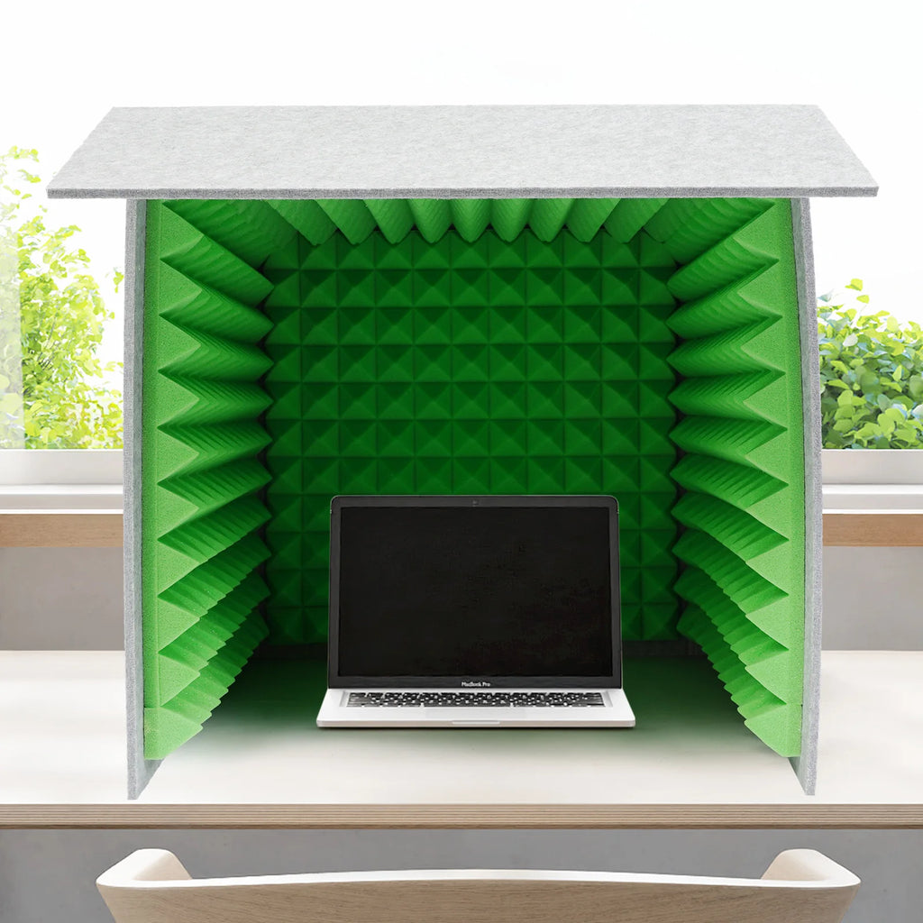 60x60x60cm Desktop Soundproof Cover Vocal Sound Absorbing Shield Acoustic Foam 62mm Total Thickness,Easy to Assemble for Home