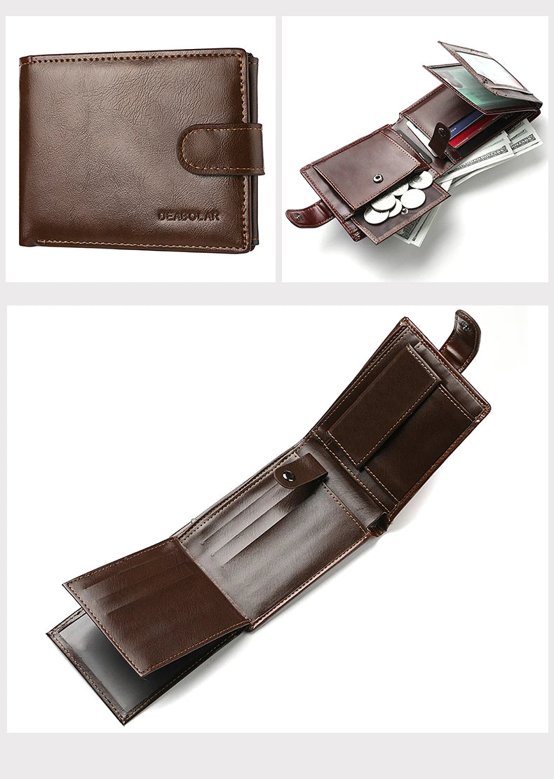 Men's Wallet Large Capacity Multi-Function Short Wallet Multi-slot Zipper Coin ID Credit Card Holder Men's Wallet