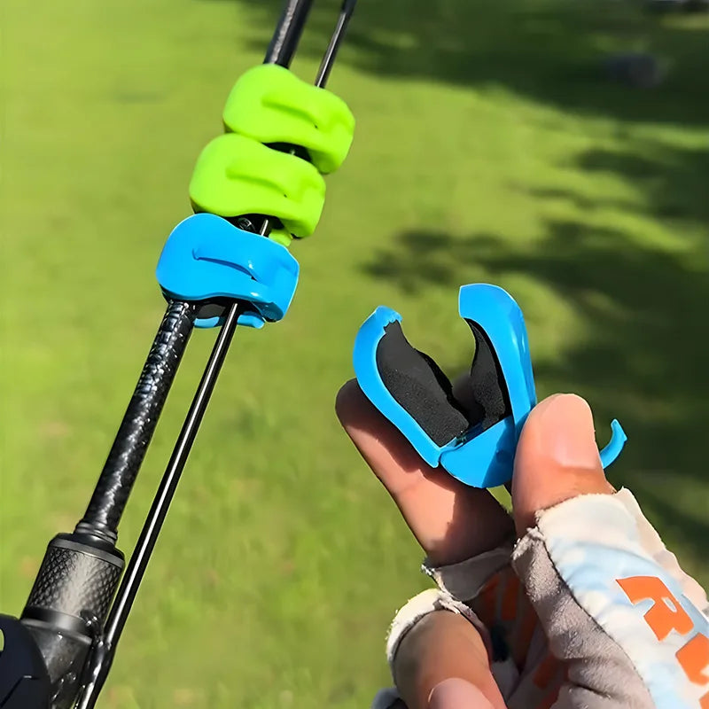 4pc heavy-duty fishing rod holders. Portable, stable handle for beach/lake. Bright colors, durable PVC. Great for all anglers.