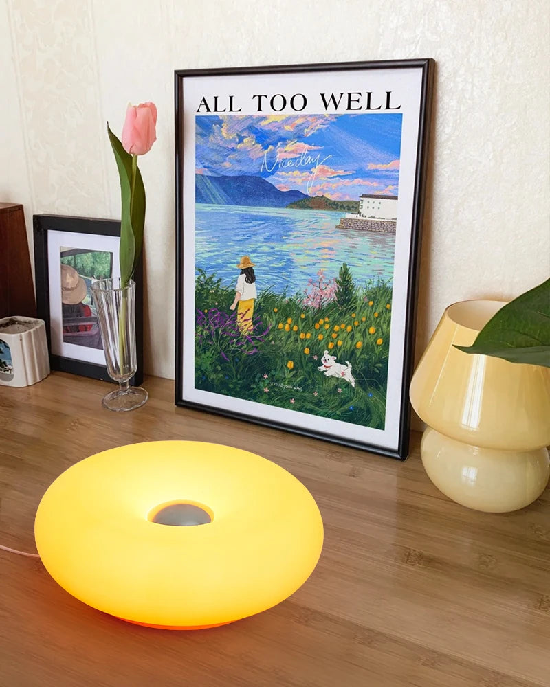 Bauhaus donut table lamp USB plug bedroom bedside decorative light living room dining room ambient light（Not glass）