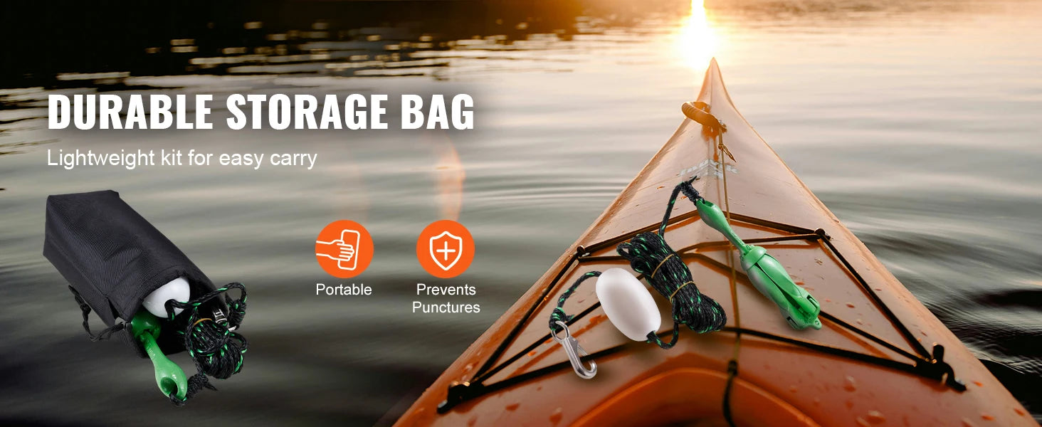 SucceBuy Kayak Anchor Kit 3.5 lb Paddle Board Anchor Kit with 26.2 ft Rope and Buoy Folding Small Boat Anchor with Storage Bag