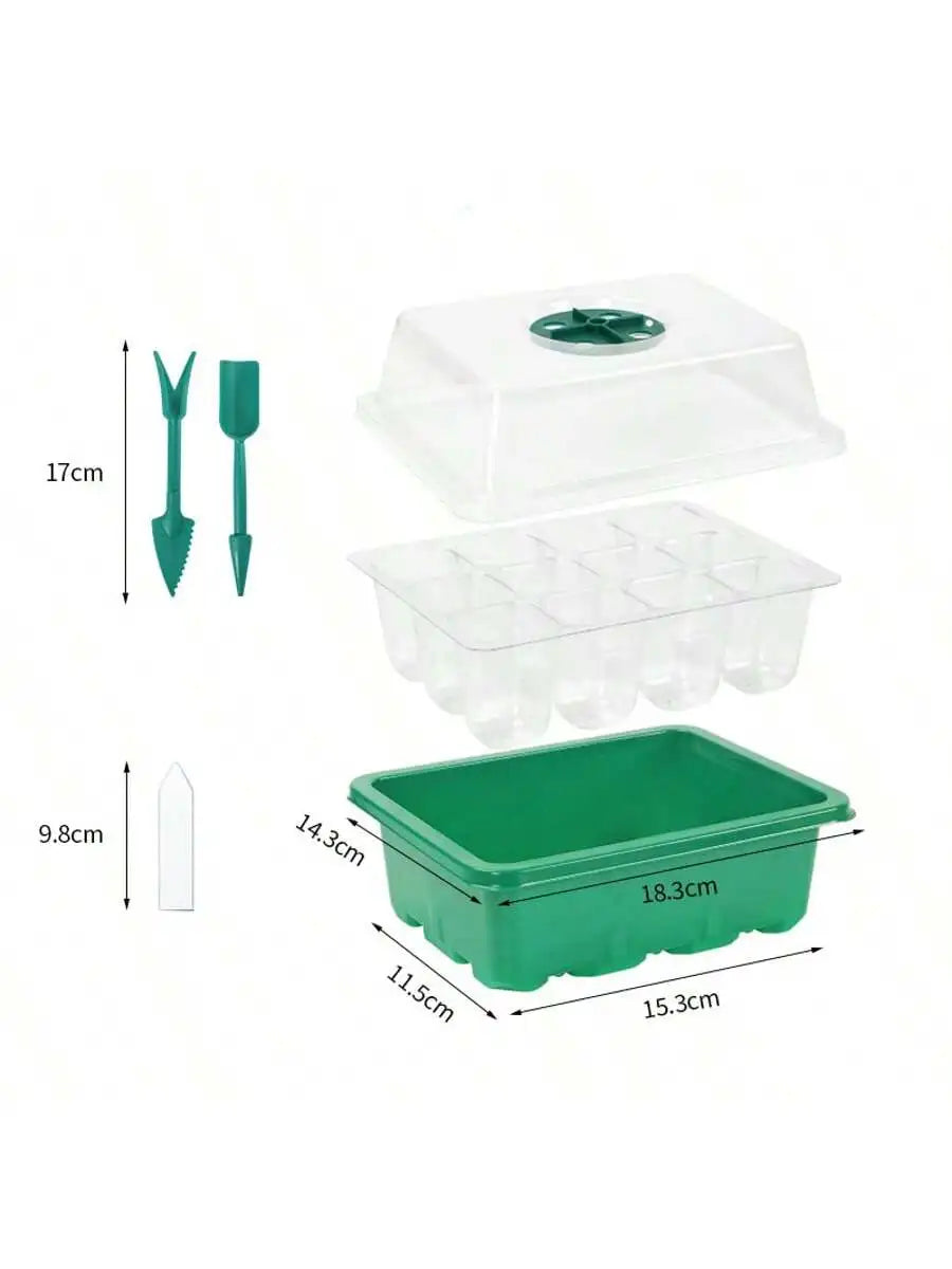 Seed Starter Kits Seedling Starter Trays (12 Cells per Tray) Humidity Adjustable Plant Germination Kits Garden Seed Starting Tra